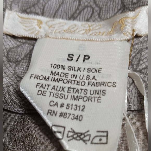 GOLD HAWK Silk left shoulder-drop blouse, size S. - Picture 3 of 5